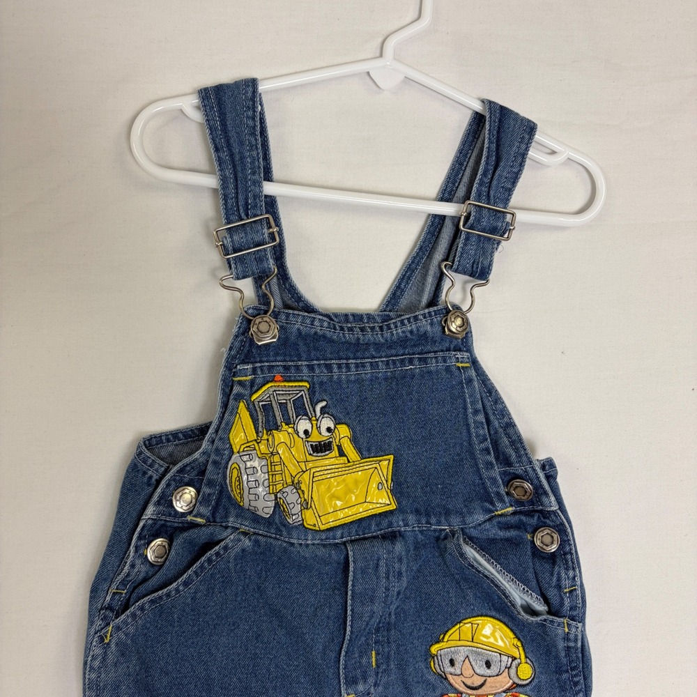 Bob the Builder Vintage Denim Overalls Kids 2T Blue Embroidered Scoop Digger - Picture 4 of 10